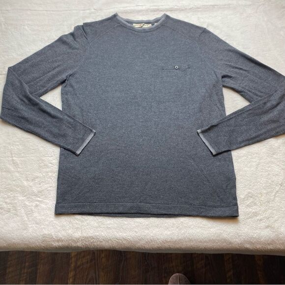 Agave Denim Crew Neck Long Sleeve Gray Lexington Fine Gauge Knit Sweater. Size M - Picture 1 of 13